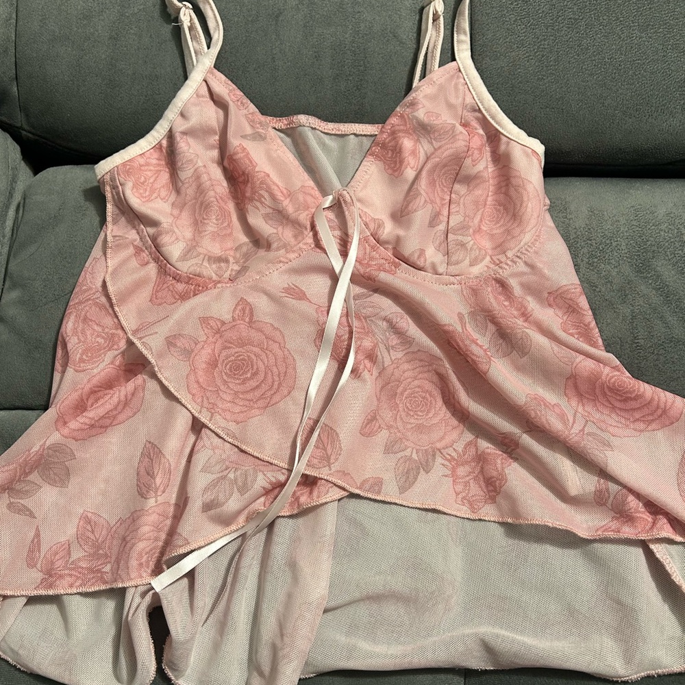 SHEIN Pink Floral Layered Tank Top